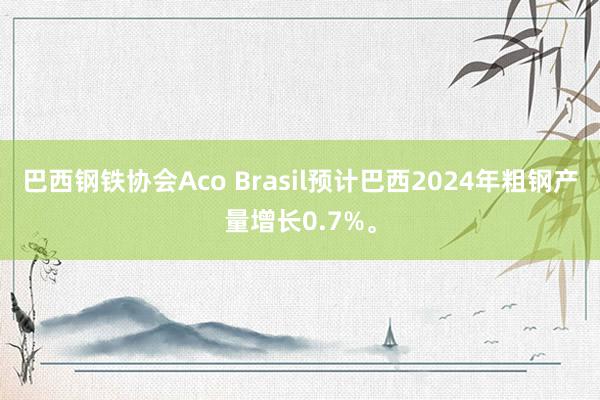 巴西钢铁协会Aco Brasil预计巴西2024年粗钢产量增长0.7%。